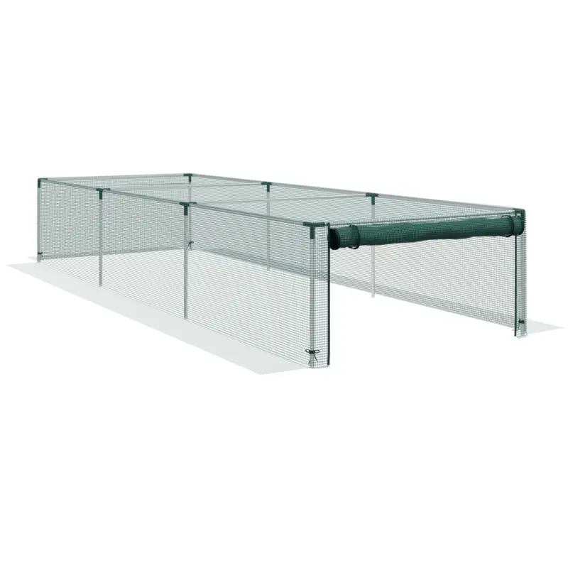 Outsunny Plasă de protecție pentru plante, protecție pentru legume, ușă cu fermoar, cadru din oțel, 125x125x62,5 cm, Grün/Silber Plată sigură