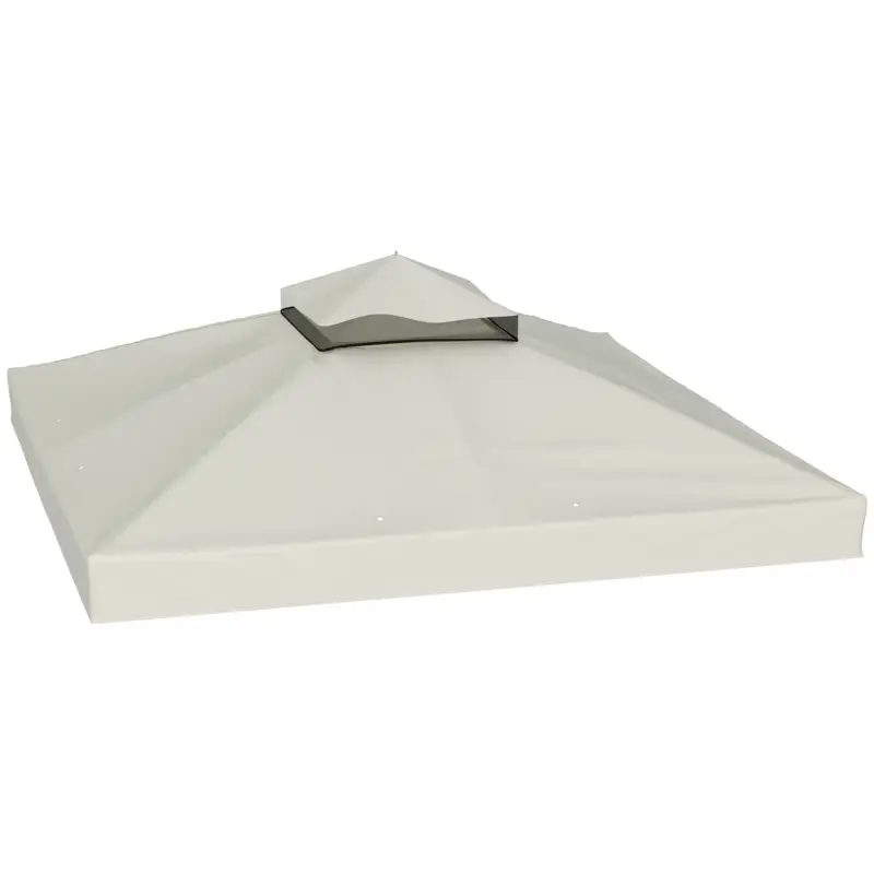 Cumpărături sigure Outsunny invelis de inlocuire pentru Pergola de Gradina cu Doua Nivele si Orificii de Drenaj, 300x300 cm, Alb Crem