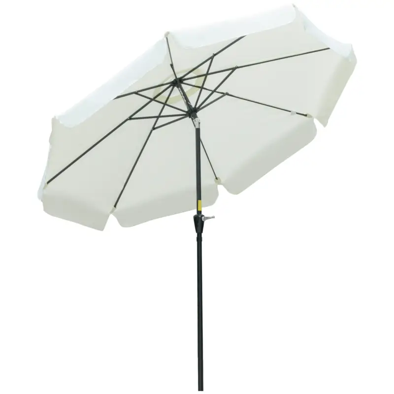 Transport gratuit Outsunny Umbrela de Gradina si Terasa Φ266x250cm, Umbrela Rotunda pentru Exterior cu Capat Rabatabil, Rezistenta la Raze UV 50+, Bej