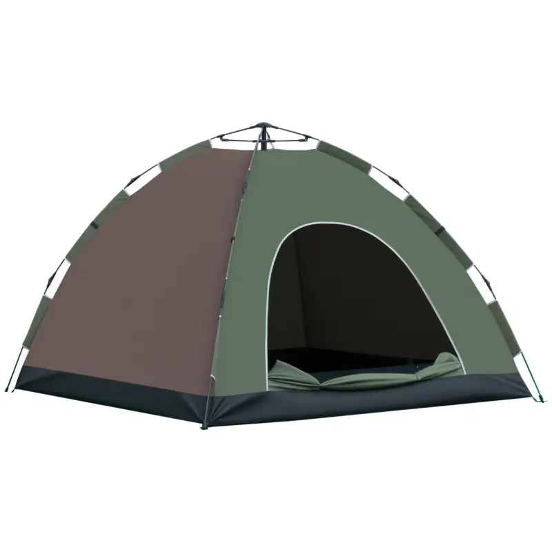 Chilipir Outsunny Cort pentru Camping Pop-Up pentru 4 Persoane cu Geanta pentru Transport, Carlige pentru Lampa si Buzunare pentru Depozitare, 210x210x135cm