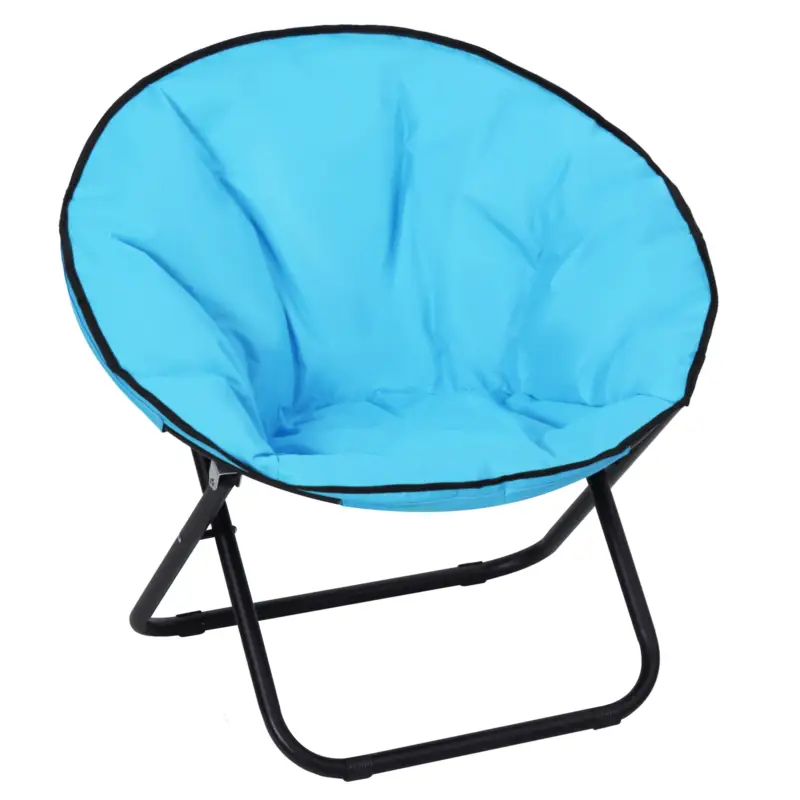 Plată sigură Outsunny Fotoliu Pliabil pentru Camping/Picnic, Șezut Umplut, Structură din Metal, Culoare Albastră, 80 x 80 x 75cm