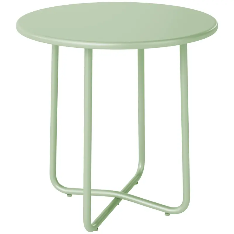 Super ofertă Outsunny Masă Joasă de Exterior cu Bord Rulat, Bază în X cu Picioare Reglabile pe Înălțime, pentru Living Terasă, Ø48x51cm, Verde
