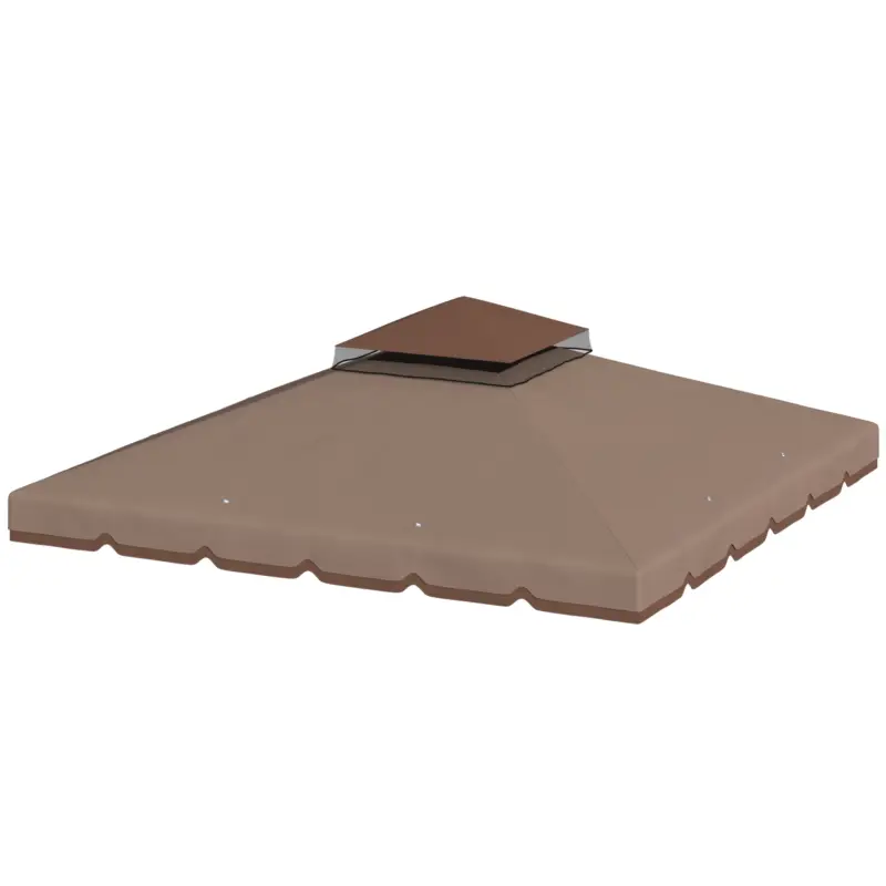 Outsunny Husă de Rezervă pentru Foișor 3x3 m din Grădină, Acoperiș Dublu Rezistent la Apă din Poliester 180g/㎡ Anti-UV 30+ cu 8 Găuri de Drenaj, Cașmir Ultima șansă
