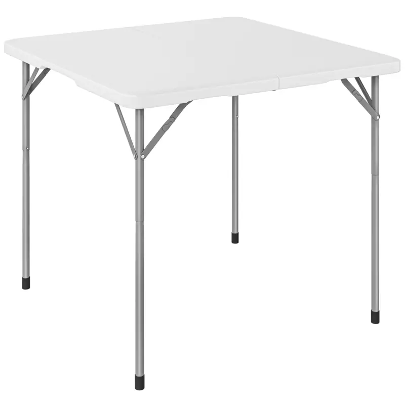 Livrare expres Outsunny Masă de Camping Pliabilă Pătrată, din Metal și HDPE, 86x86x74 cm, Alb