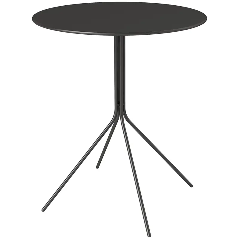 Reduceri Outsunny Masă de grădină Ø60 x 71 cm, Masă pentru balcon din oțel rezistentă la intemperii, Masă auxiliară rotundă cu tampoane pentru picioare Negru