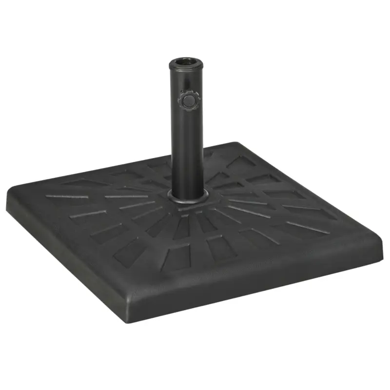 Ofertă de sezon Outsunny Suport de baza din rasina 19kg pentru umbrela de gradina, Greutati patrate pentru suportul pentru umbrele de exterior de pe piata pentru stalpi de Φ32mm, Φ38mm si Φ48mm, negru