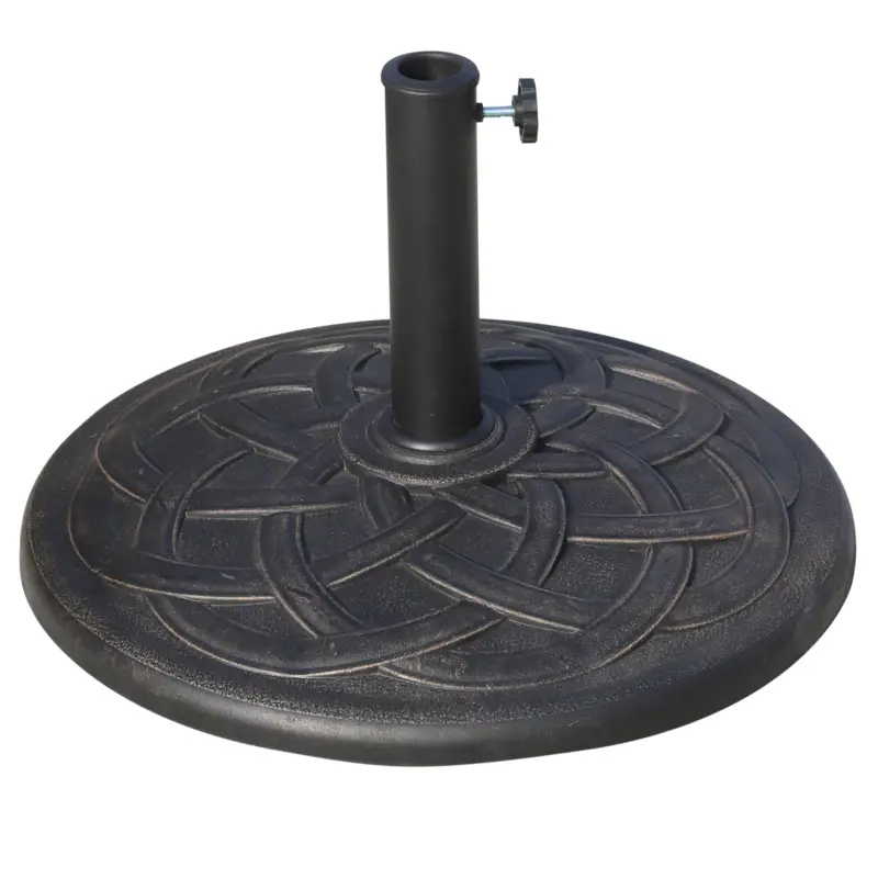 Outsunny Baza pentru Umbrela din Rasina 19 kg cu Decoratiuni si Cuplaj, Rezistenta la Rugina, Φ54.5cm, Bronz Preț redus