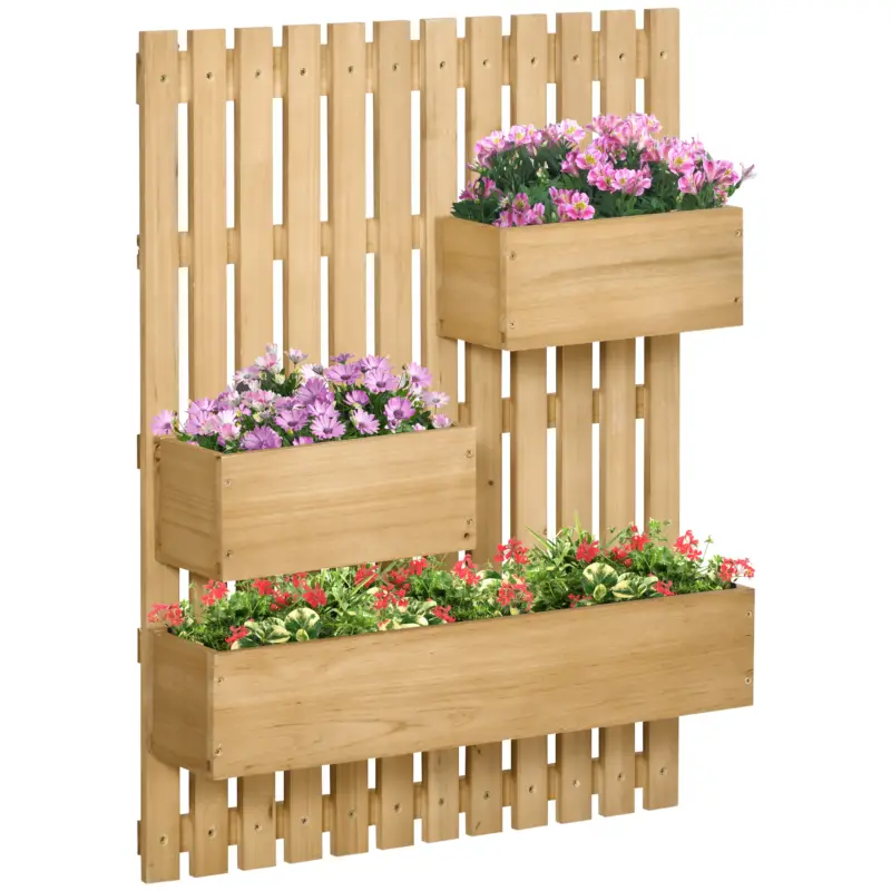 Jardiniera Lemn Exterior – Verticala cu 3 Ghivece Detasabile Ofertă exclusivă