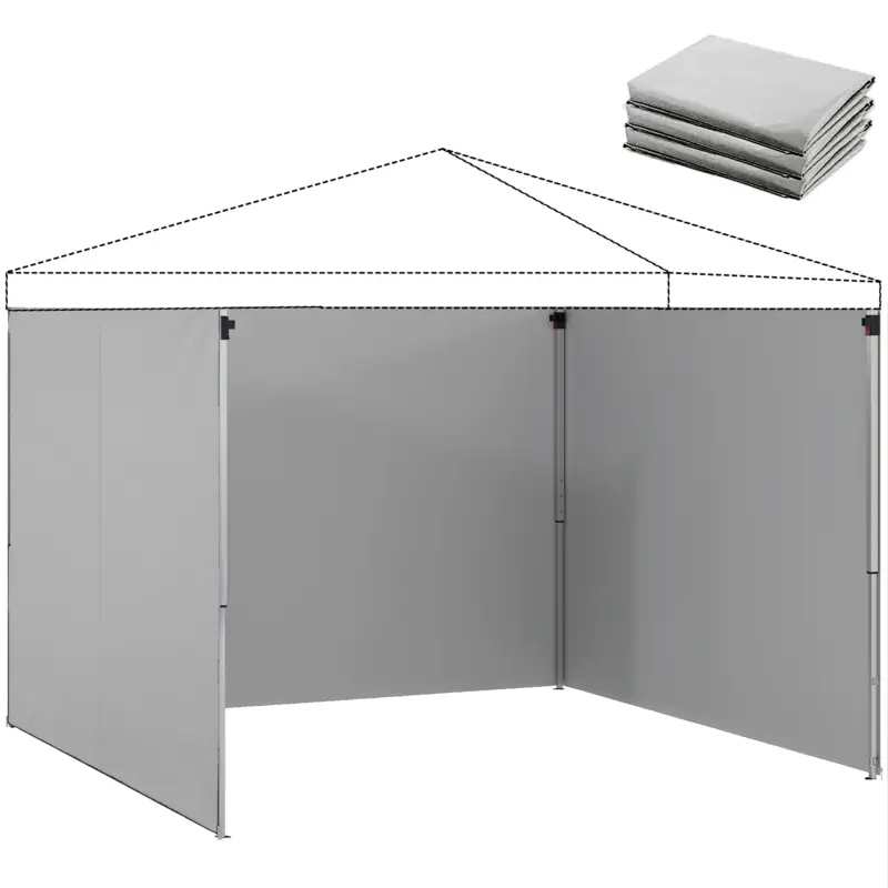 Expediere rapidă Outsunny Set de 3 piese panouri laterale cu fermoar pentru pavilion 3 x 3 m, gri deschis