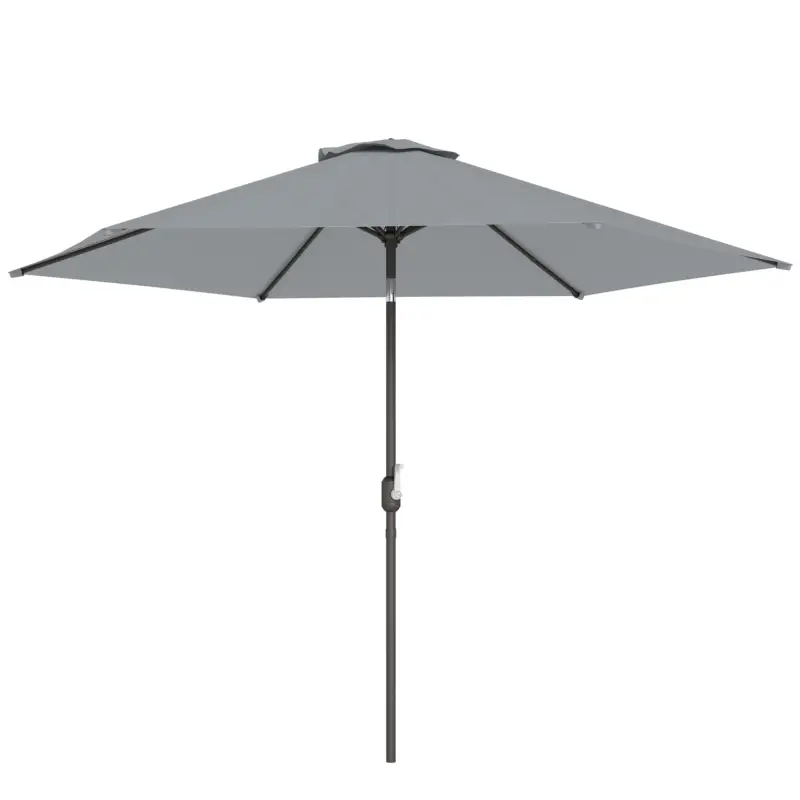 Outsunny Umbrelă de Grădină 3x3 m Înclinabilă cu Sistem de Deschidere cu Manivelă, din Metal și Poliester, Gri Expediere rapidă