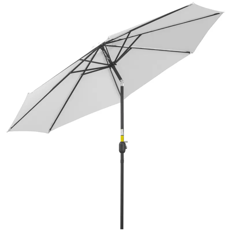 Outsunny Umbrela de Gradina Φ300cm cu Manivela Reglabila din Metal si Poliester, Alb Transport gratuit