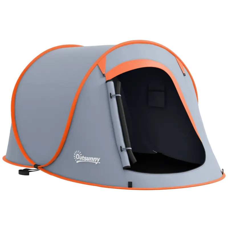 Livrare gratuită Outsunny Cort de Camping Pop-Up Impermeabil cu Accesorii și Geantă de Transport, 245x148x105 cm, Gri