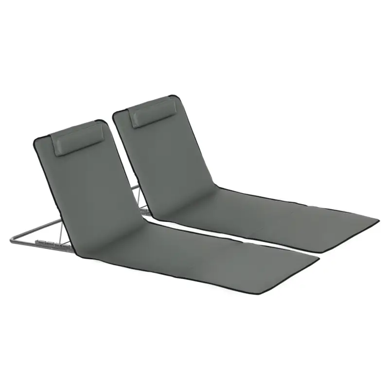 Reduceri Outsunny Set 2 Saltele de Plaja Pliabile cu Spatar Reglabil