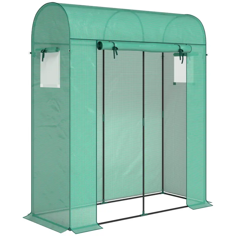 Preț promoțional Outsunny Sera Verticală pentru Balcon cu Ușă și Ferestre Rulabile, Sera pentru Grădină cu Structură din Oțel și Acoperiș din PE, pentru Plante, Legume, Flori, Fructe, Anti UV, 170x68x200 cm, Verde