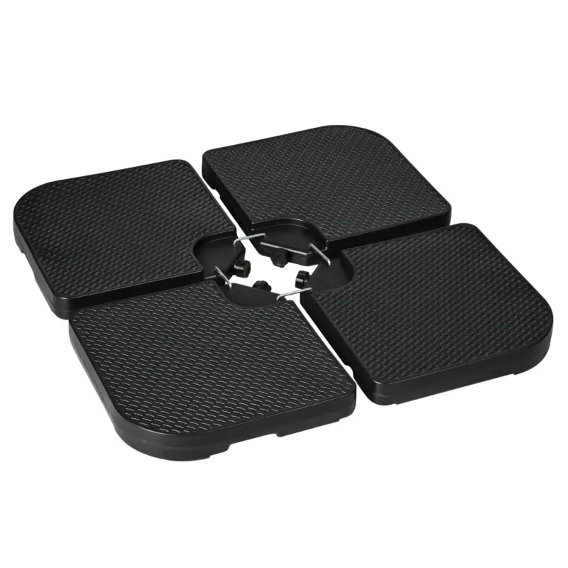 Ofertă limitată Bază Outsunny pentru Umbrelă Set 4 Bucăți Stivuibile cu Mânere Integrate, în HDPE, 100x100x8 cm, Negru