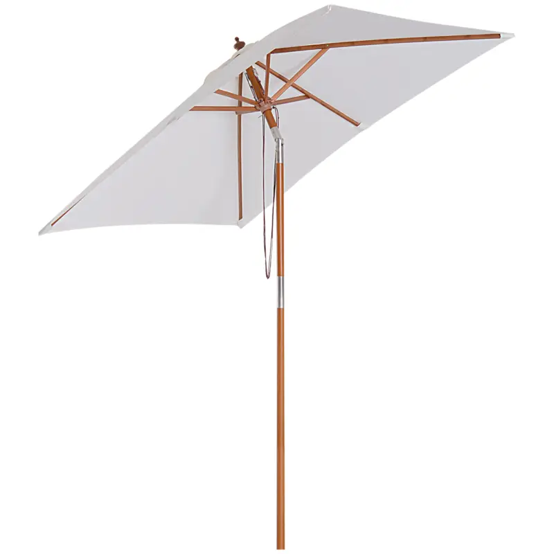Outsunny Umbrela de Gradina care se Inclina 2x1.5m, 6 Lamele si Catarg din Lemn Preț redus