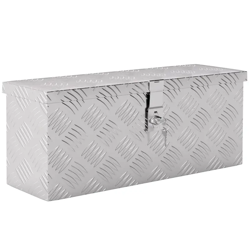 Ofertă de sezon HOMCOM Cutie de Scule de 2 kg cu Încuietoare cu Cheie și Geantă pentru Unelte, 50x15.5x20.5 cm, Argintiu