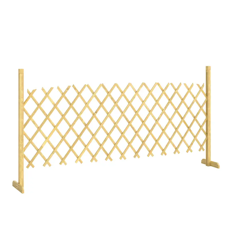 Outsunny Barieră extensibilă din lemn de brad 180 cm, bază stabilă, pentru interior exterior balcon grădină, 180x30x90cm, natural Transport gratuit