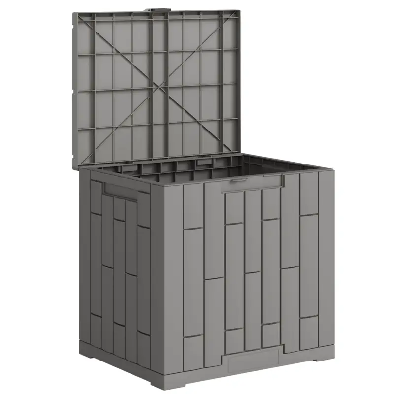 Bestseller Outsunny Ladă de Grădină 114L din Rășină Impermeabilă și Anti-UV cu Închidere cu Cheie, 56x44x54 cm, Gri