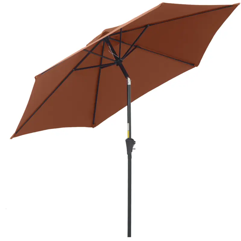 Plată sigură Outsunny Umbrelă de Grădină Înclinabilă, cu Manivelă, din Aluminiu, Metal și Poliester, Ø260x235 cm, Negru și Cafeniu
