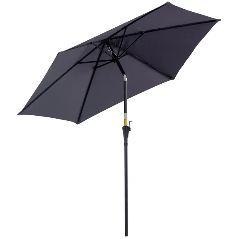 Ultima șansă Outsunny Umbrela de Gradina cu Manivela, din Aluminiu si Poliester Gri si Negru, Φ2,6x2,35m