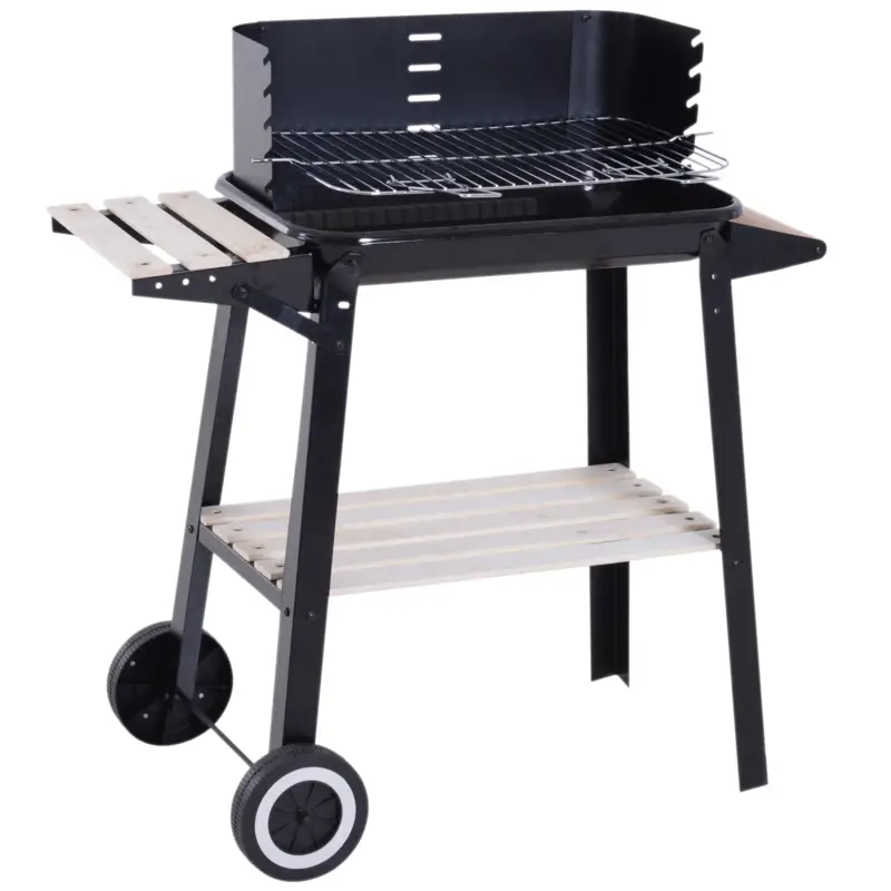 Outsunny Gril cu Carbune Barbecue Picnic Inaltime Reglabila Negru 87x 45 x 83 cm Cumpără acum