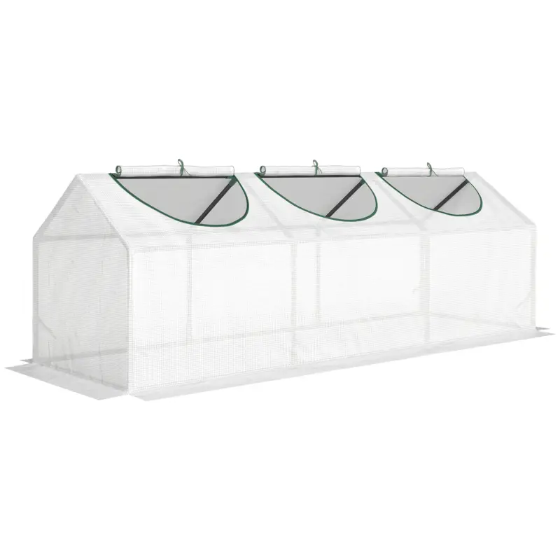 Outsunny Mini seră de grădină cu 3 ferestre rulabile, husă din PE de înaltă densitate 140 g/m², 180 x 60 x 60 cm, alb Nu rata