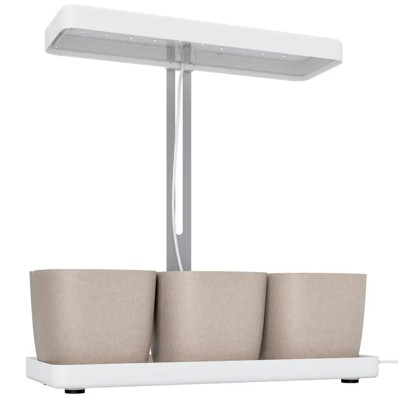 Outsunny Lampă pentru Plante cu 42 de Lumini LED și 3 Vase 45x18.8x47.8 cm Alb Mai ieftin