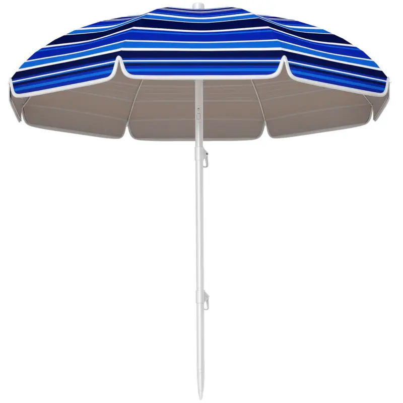 Outsunny Umbrelă de plajă Ø 1,8 m mare umbrelă inclinabilă pliabilă protecție solară UPF50+ ușoară geantă de transport multicolor Reducere de preț