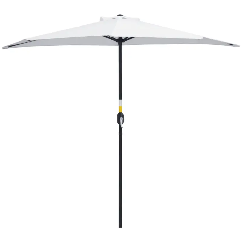 Outsunny Umbrelă de Terasă în Formă de Semilună cu Deschidere cu Manivelă și Stâlp în 2 Secțiuni, 2,6x1,35 m, Albă Ofertă de sezon
