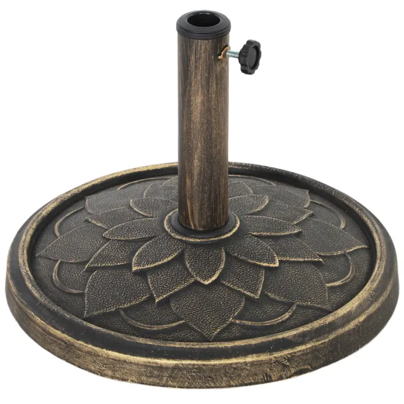 Vezi acum Outsunny Bază pentru umbrelă de 12 kg cu manivelă integrată, din rășină, metal și ciment, Ø46x34 cm, bronz
