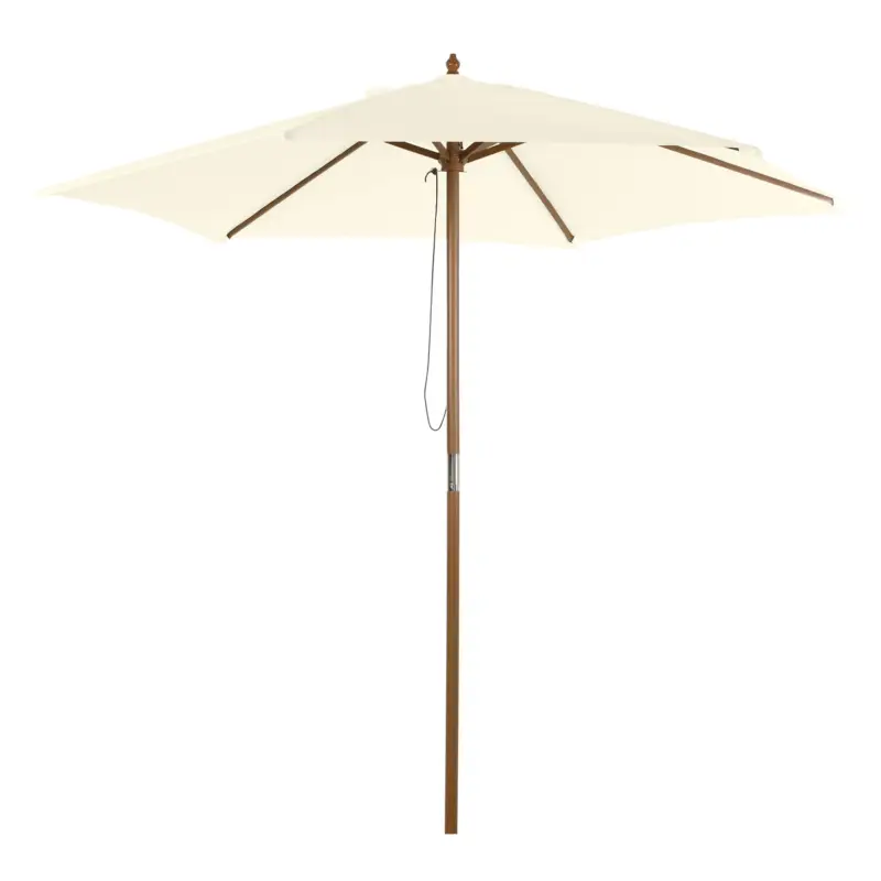 Outsunny Umbrela Rotunda de Gradina pentru exterior din Bambus/Poliester, 2.5x2.3m, Crem/Alb Preț mic