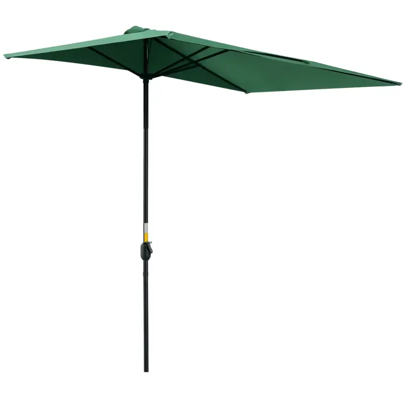 Outsunny Umbrelă de perete în formă de semilună, economisitoare de spațiu, cu deschidere prin manivelă, verde Noutate