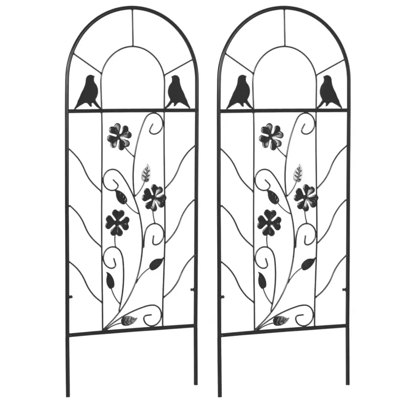 Outsunny Treillis de jardin lot de 2 suport pentru plante agatatoare din metal - 38 x 98 cm negru Doar azi