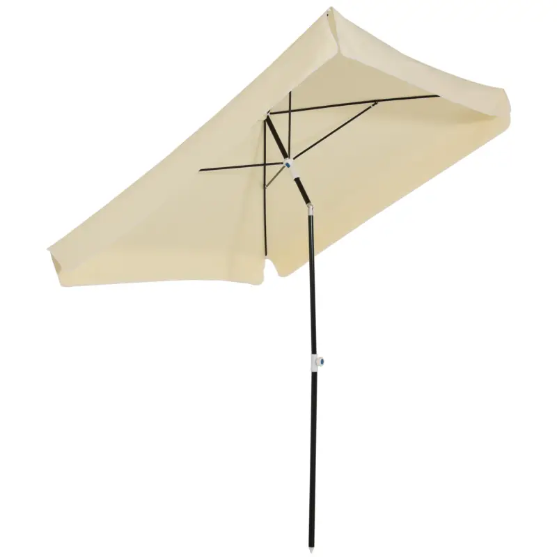 Outsunny Umbrela de Gradina cu acoperis patrata Rglabila si Portabila, Crem 2x2m Preț redus