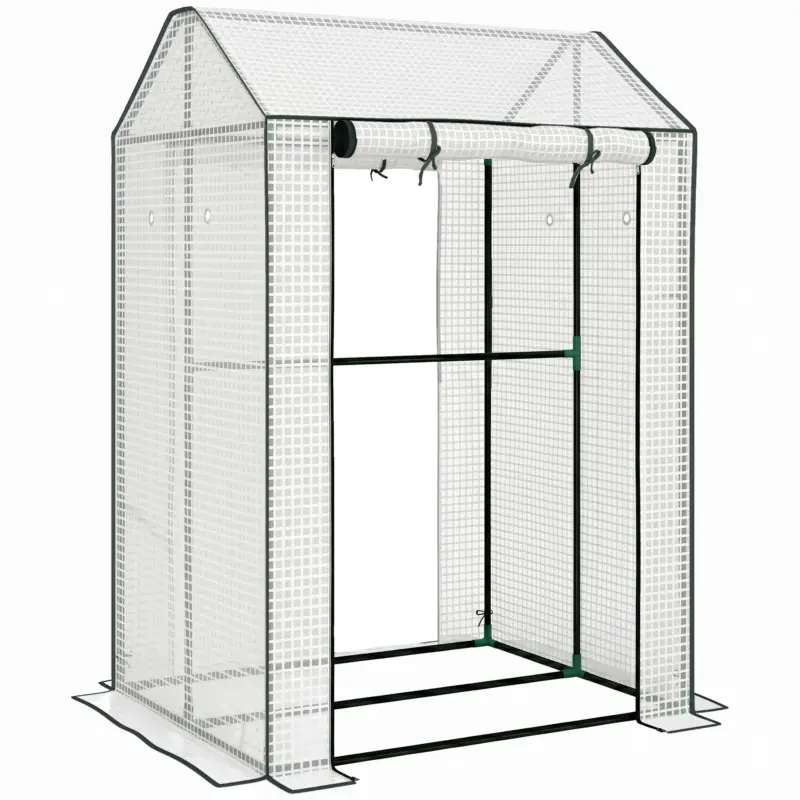 Livrare gratuită Outsunny Seră de grădină cu acoperire din PE, 2 zone separate și uși rulabile, 100x80x150cm