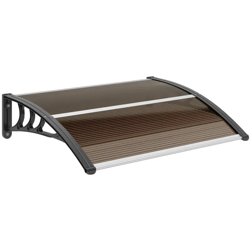 Outsunny Copertină de Exterior Impermeabilă și Anti-UV, din Policarbonat, Polipropilenă și Aluminiu, 75x100x23 cm, Maro și Negru Reduceri