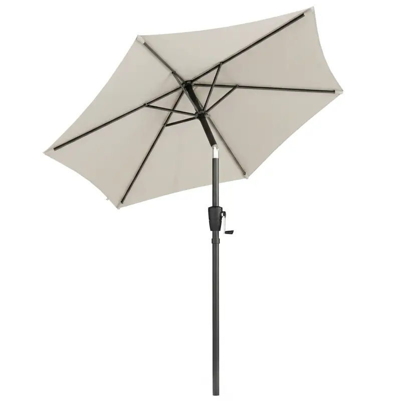 Reducere Outsunny Umbrelă de Grădină Inclinabilă 2x2 m cu 6 Spițe și Manivelă, din Metal și Poliester Gri Deschis