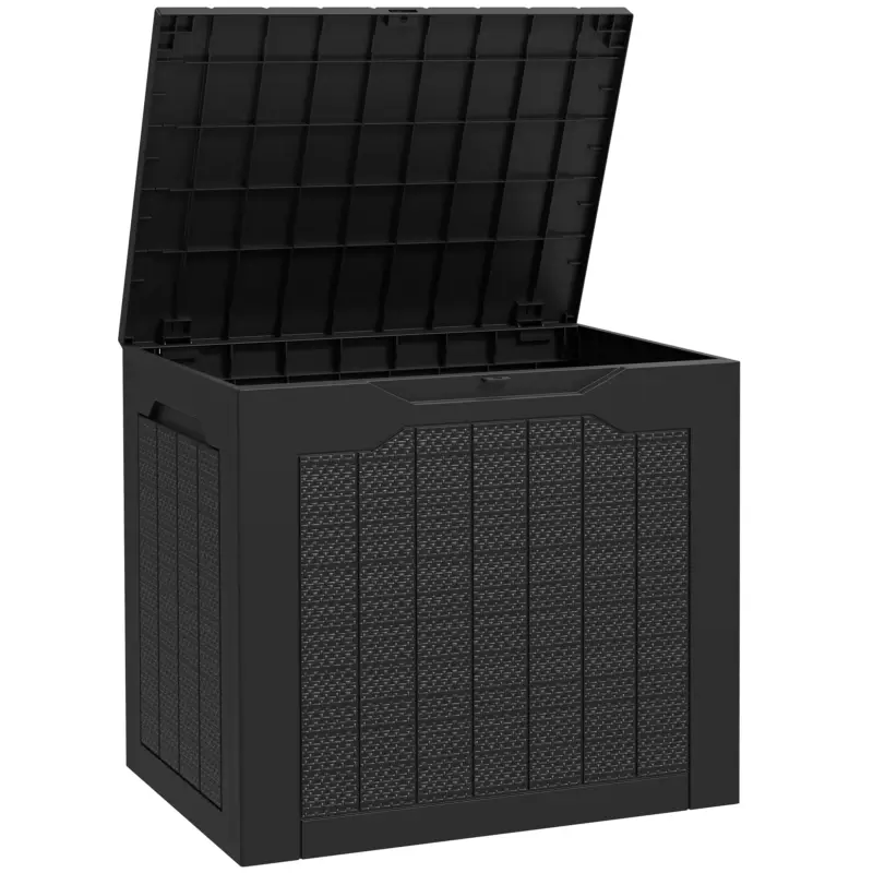 Outsunny Cufăr de Exterior de 93L cu Mânere Integrate și Cârlig pentru Lacăt, 56x41x50 cm, Negru Calitate înaltă