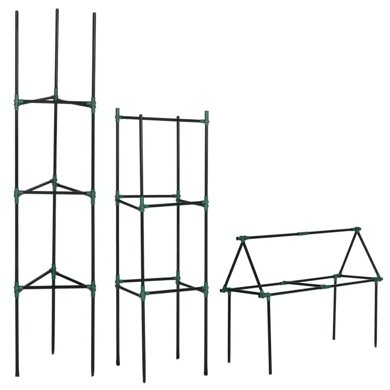 Outsunny Suport de tomate cu 3 niveluri din otel si PP pentru plante cataratoare, fructe si legume, 38x38x182 cm, verde Ofertă limitată