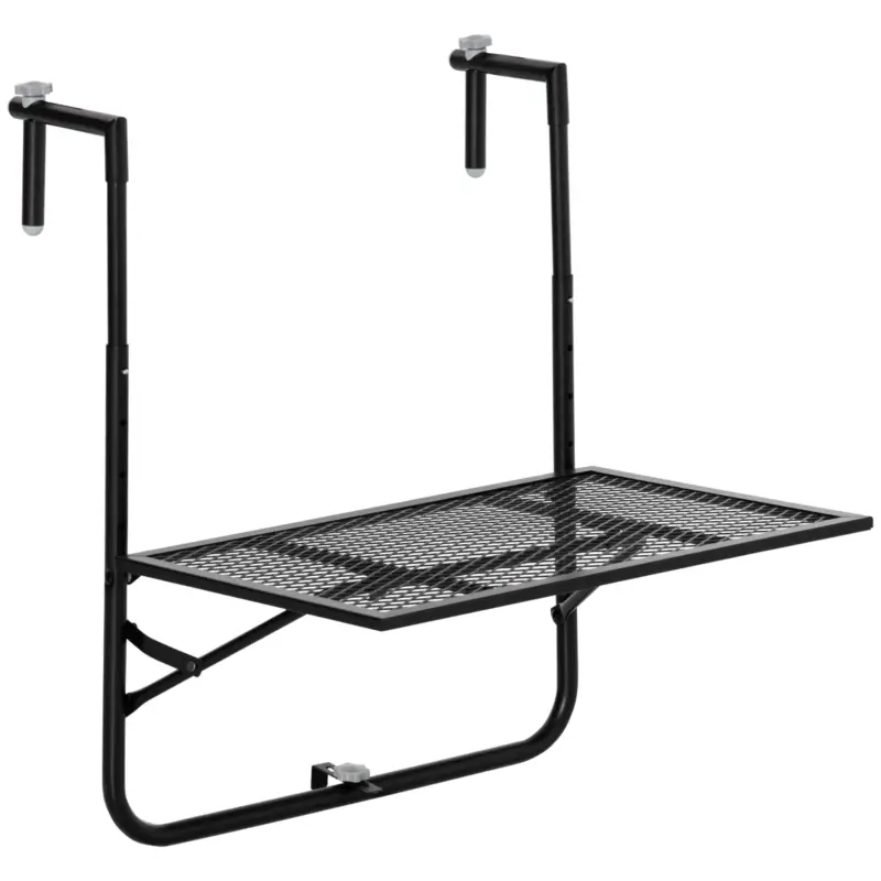 Outsunny Masa de Balustrada Pliabila din Metal, 60x60x57-72cm, Negru Retur gratuit