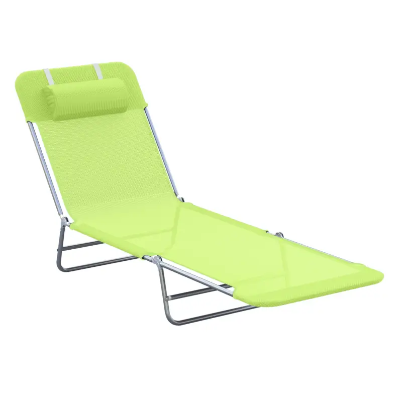 Ofertă exclusivă Outsunny Sezlong pentru Gradina Pliabil cu Spatar Reclinabil Verde deschis