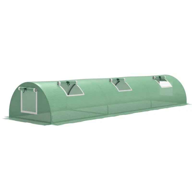 Outsunny Seră mică cu 5 ferestre și grilaj central, din oțel, PE și PP, 300x80x45 cm, verde Plată securizată