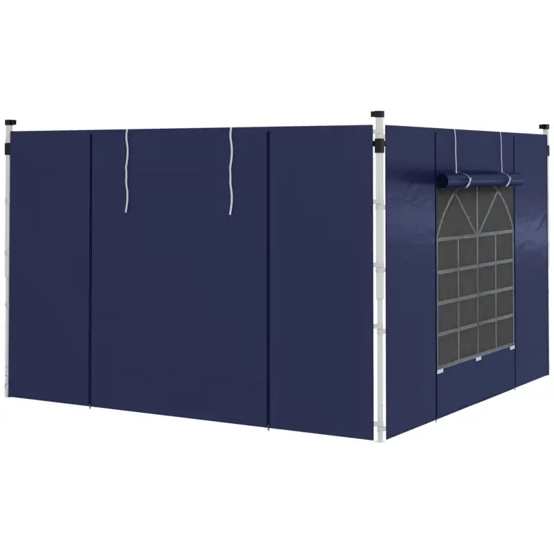 Cel mai bun preț Outsunny Curtine Pavilion, Set de 2, pentru Pavilion de Grădină 3x6m sau 3x3m, cu Ferestre și Uși, Albastru