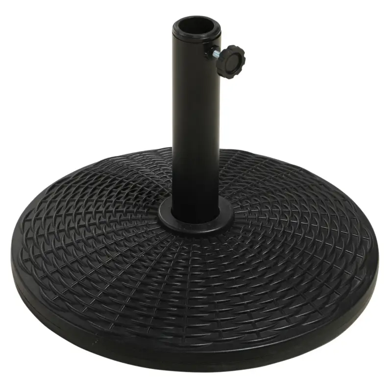 Outsunny Bază Rotundă pentru Umbrelă, Efect Ratan, de 12,5 kg, Suport pentru Stâlpi de 38mm și 48mm, Ø44,5 cm, Negru Ofertă limitată