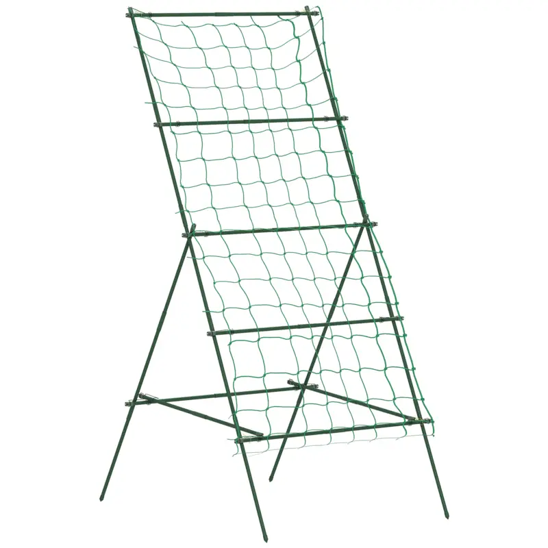 Outsunny Suport Metalic de Grădină în Forma de A cu Plasă de Susținere, 101x133x227 cm, Verde Livrare expres