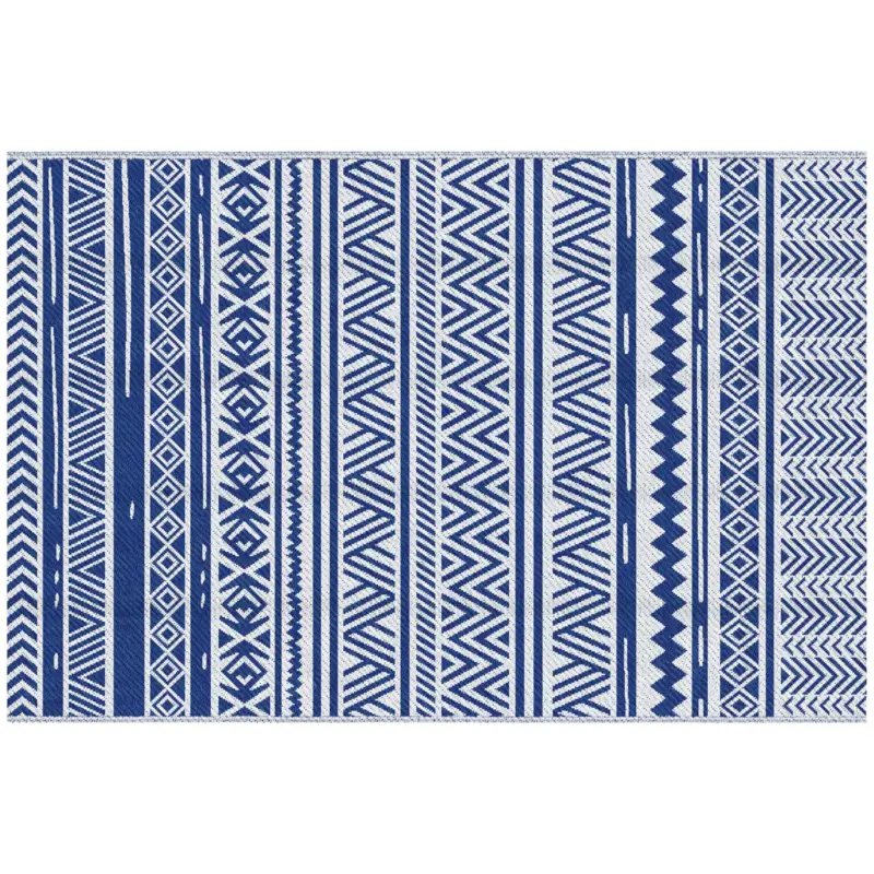Outsunny Covor pentru Exterior 182x274 cm Reversibil, Covor Pliabil din Polipropilen 310 g/m² Albastru si Alb Plată securizată