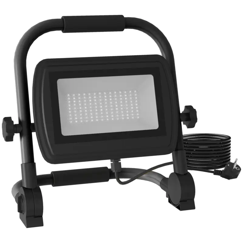 Cel mai bun preț HOMCOM Proiector LED de Lucru 6500k cu Cap Rotativ și Suport, din Aluminiu și Metal, 25,5x16x25,5 cm, Negru