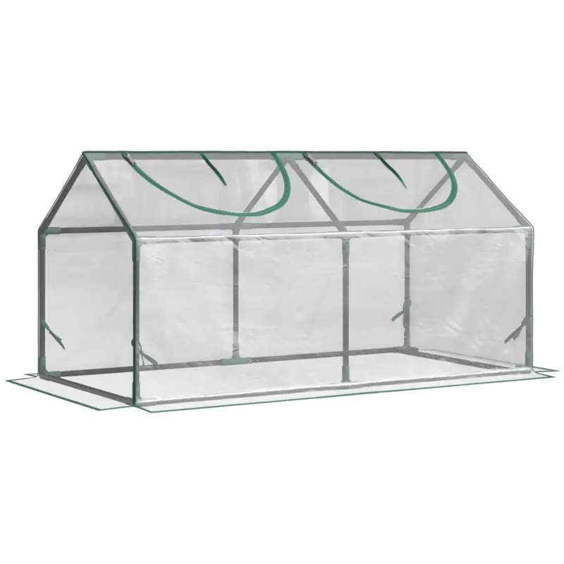 Outsunny Mini Sera de Gradina cu 2 Ferestre Rulou si Copertina PVC Anti-UV, 120x60x60cm, Transparenta Reducere