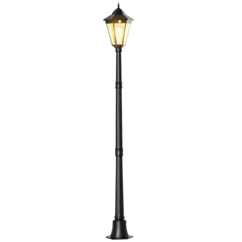 Outsunny Stâlp Solar de Grădină cu Lumină LED și Senzor de Mișcare, Negru Cumpărături sigure